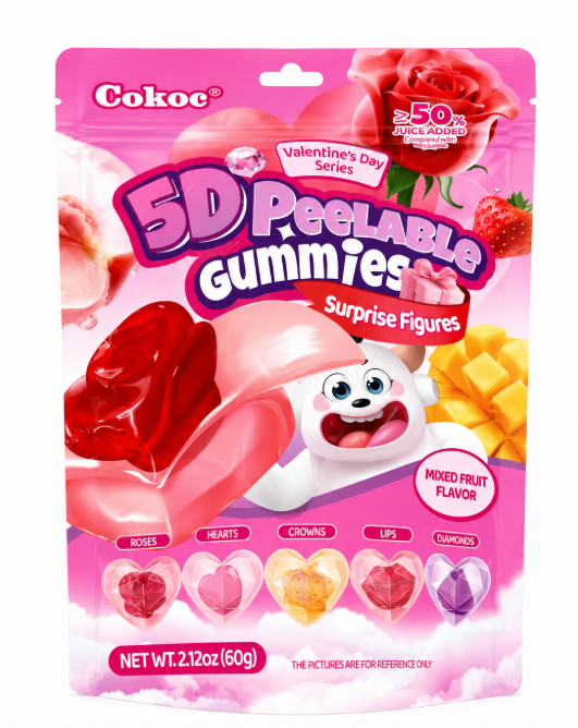 cokoc 3d peelable gummies caramelle gommose 3d al gusto di frutta mista con figure diverse 60g Mood Market