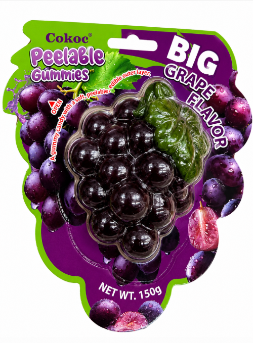 Cokoc peelable gummies big grape flavor caramella gommosa a forma di grappolo d'uva 150g Mood Market