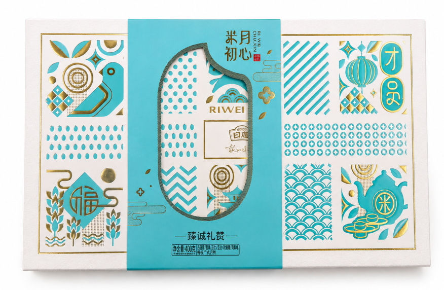 RIWEI CONFEZIONE REGALO DI MOONCAKE CINESI TRADIZIONALI ASSORTITI 400G Mood Market