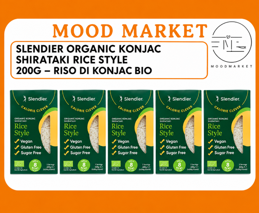 Slendier organic konjac shirataki rice style 200g – riso di konjac bio vegano e senza glutine Mood Market