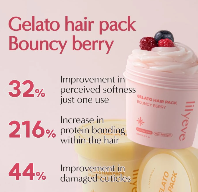 Lilyeve repair:turn gelato hair pack bouncy berry 200ml – maschera capelli riparatrice e rinforzante Mood Market