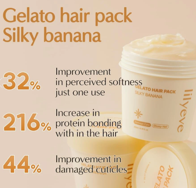 Lilyeve repair:turn gelato hair pack silky banana 200ml – maschera capelli riparatrice e lisciante Mood Market