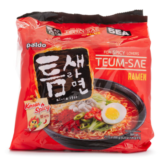 Paldo teumsae ramen 120g × 5 – ramen coreano extra piccante Mood Market