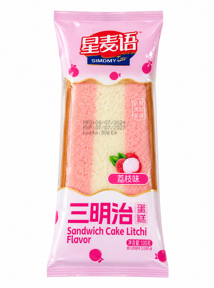 Xing mai yu sandwich cake litchi 100g – torta sandwich al gusto litchi Mood Market