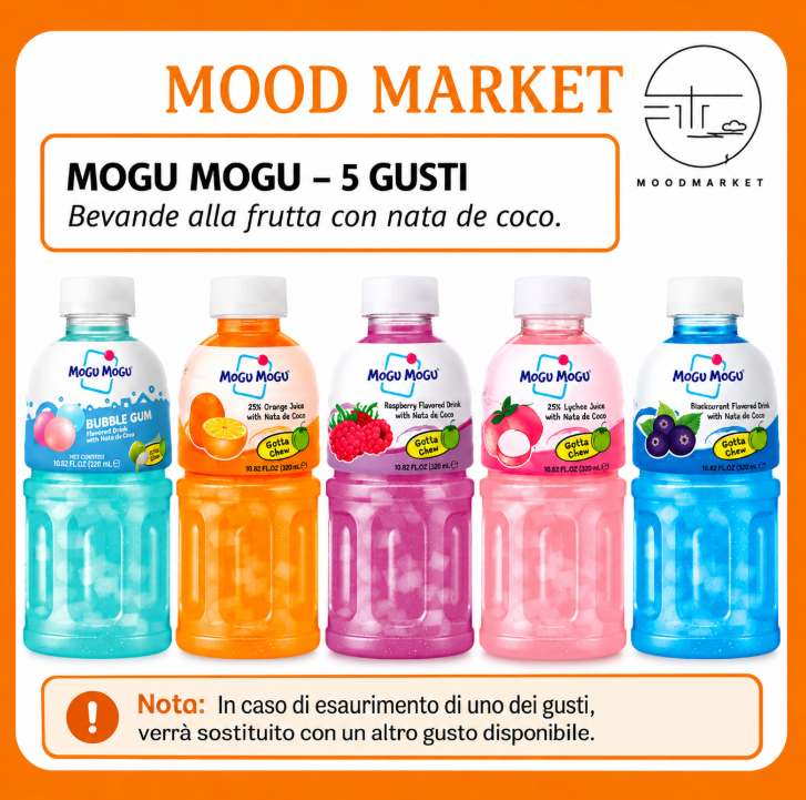 Mogu mogu bevande alla frutta assortite 5 gusti – bevande con succo di frutta e nata de coco Mood Market