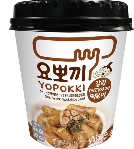 YOPOKKI – GNOCCHI DI RISO COREANI ALL'AGLIO CON SALSA TERIYAKI – CUP 120 G