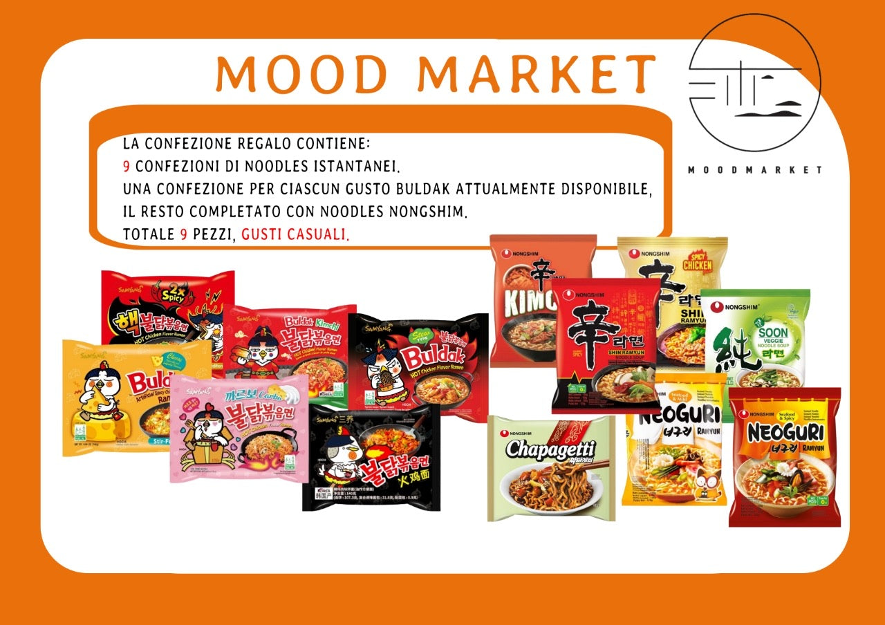 9 CONFEZIONI DI NOODLES ISTANTANEI, BULDAK E NONGSHIM - GUSTI CASUALI