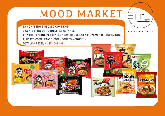 9 CONFEZIONI DI NOODLES ISTANTANEI, BULDAK E NONGSHIM - GUSTI CASUALI