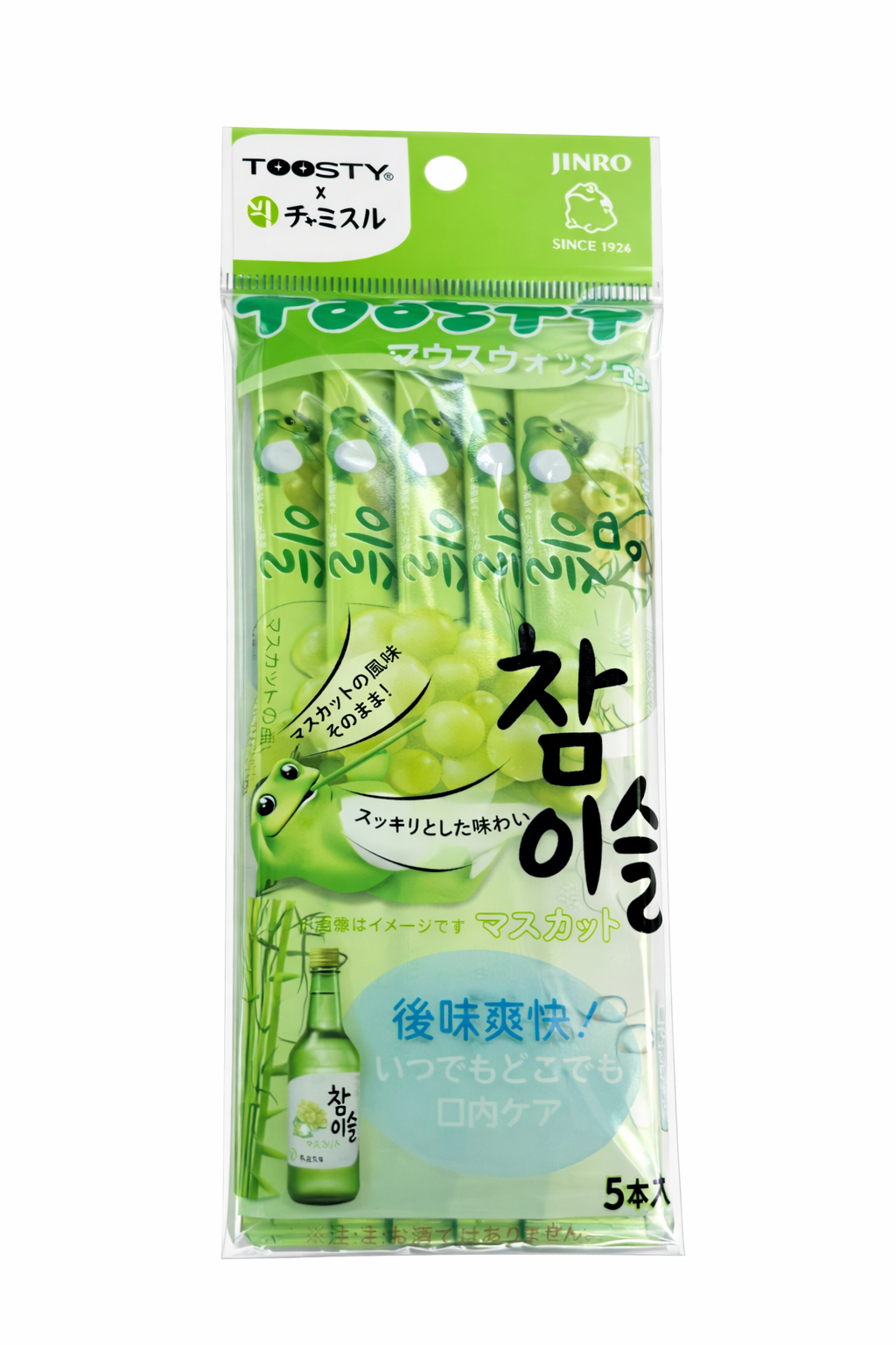 TOOSTY X JINRO MOUTHWASH STICK UVA MUSCAT – COLLUTORIO MONODOSE AROMA UVA 5 PEZZI