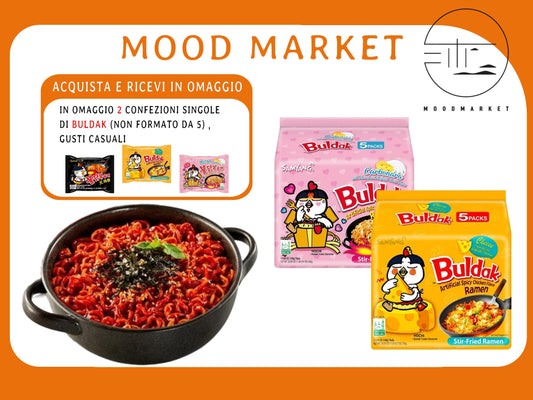 BULDAK RAMEN PICCANTE GUSTO CHEESE E CARBONARA  CONFEZIONI DA 5 PACCHI, ACQUISTA E OTTIENI 2 PACCHI SINGOLI IN OMAGGIO 10X140G