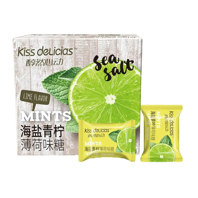 KISS DELICIAS – CARAMELLE ALLA MENTA CON GUSTO SALE MARINO E LIME – 50 G Kiss Delicias