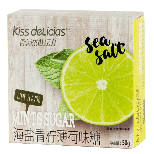 KISS DELICIAS – CARAMELLE ALLA MENTA CON GUSTO SALE MARINO E LIME – 50 G Kiss Delicias