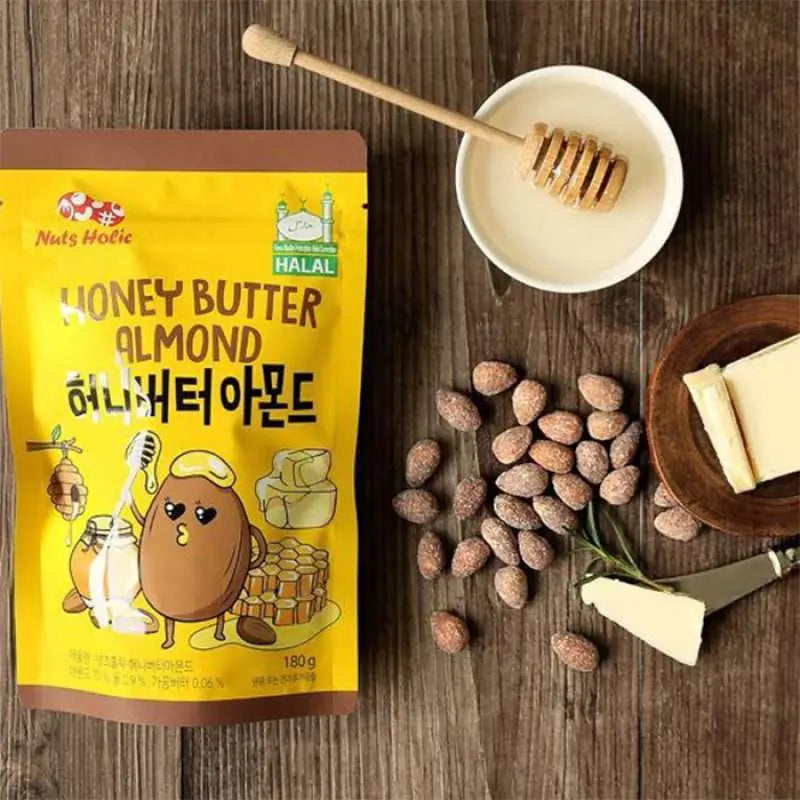 NUTS HOLIC – SNACK DI MANDORLE AL GUSTO DI MIELE E BURRO - 180G nuts holic