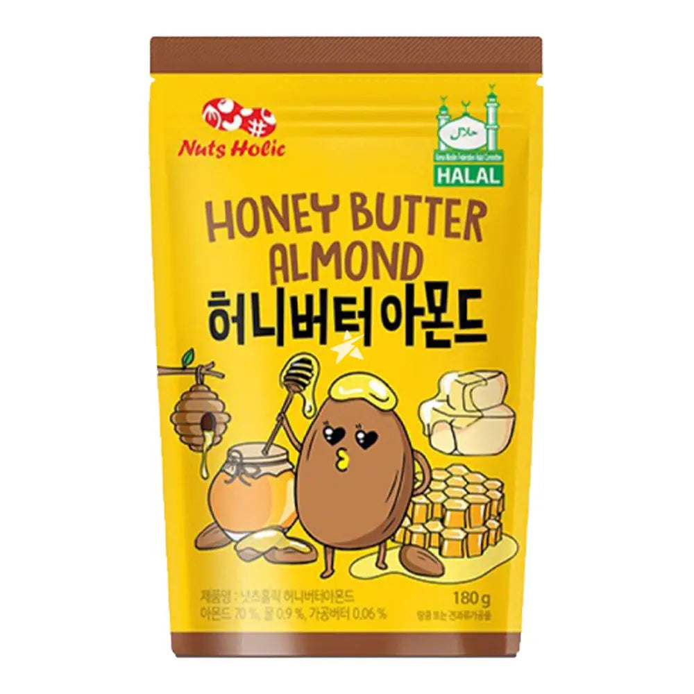 NUTS HOLIC – SNACK DI MANDORLE AL GUSTO DI MIELE E BURRO - 180G nuts holic