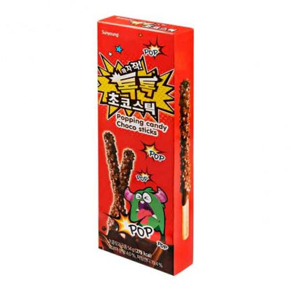 SUNYOUNG – STICKS SCOPPIETTANTI RICOPERTI DI CIOCCOLATO AL GUSTO DI CARAMELLO – 54 G