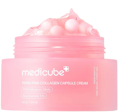MEDICUBE PDRN PINK COLLAGEN CAPSULE CREAM – CREMA VISO IDRATANTE E RASSODANTE CON COLLAGENE E NIACINAMIDE 55G