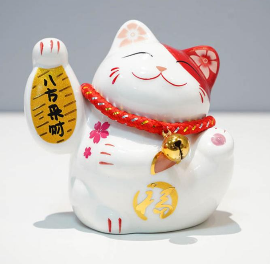 SALVADANAIO GATTO GIAPPONESE PORTA FORTUNA BIANCO