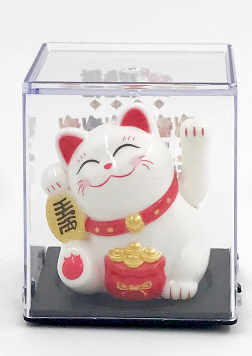 GATTO PORTA FORTUNA IN PORCELLANA ALIMENTAZIONE SOLARE 5 CM