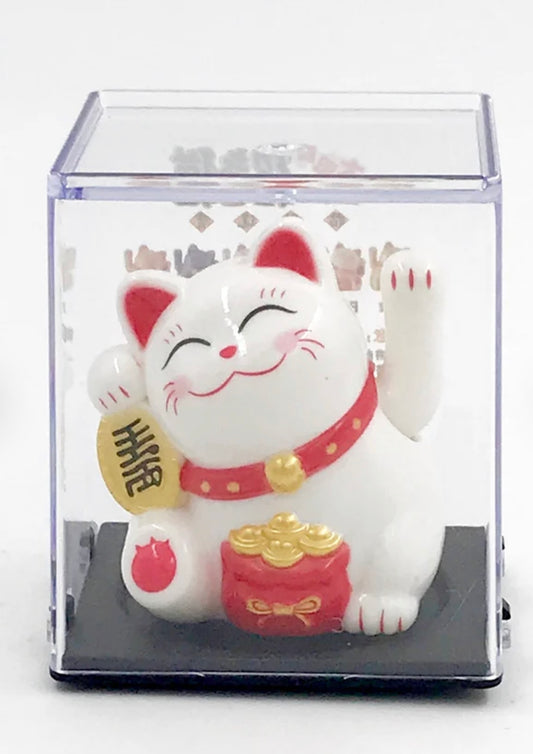 GATTO PORTA FORTUNA IN PORCELLANA ALIMENTAZIONE SOLARE 5 CM