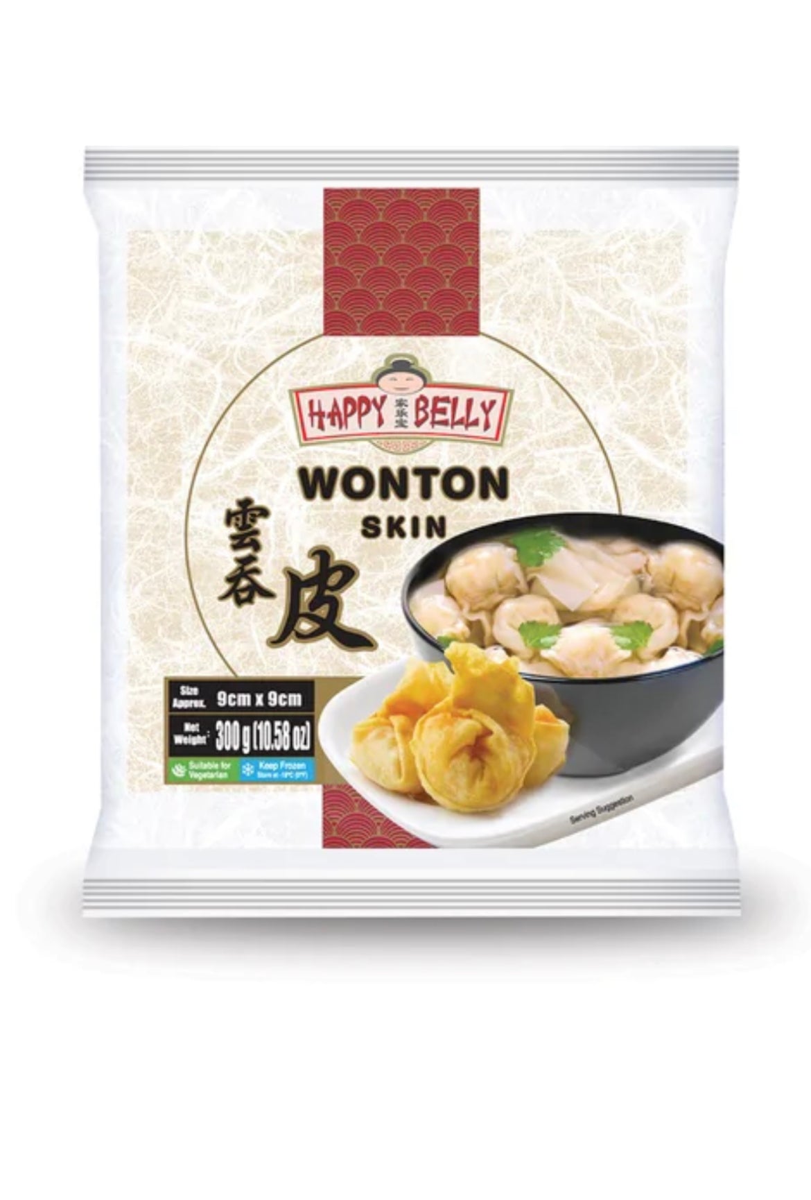 Gefrorene Wan-Tan-Blätterteigplatten 9x9 cm - 300 g