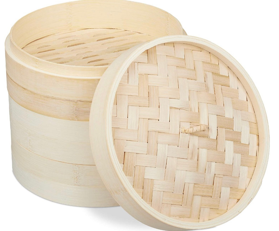 SET DI 2 DI CESTELLI IN BAMBU' PER LA COTTURA A VAPORE - 25CM